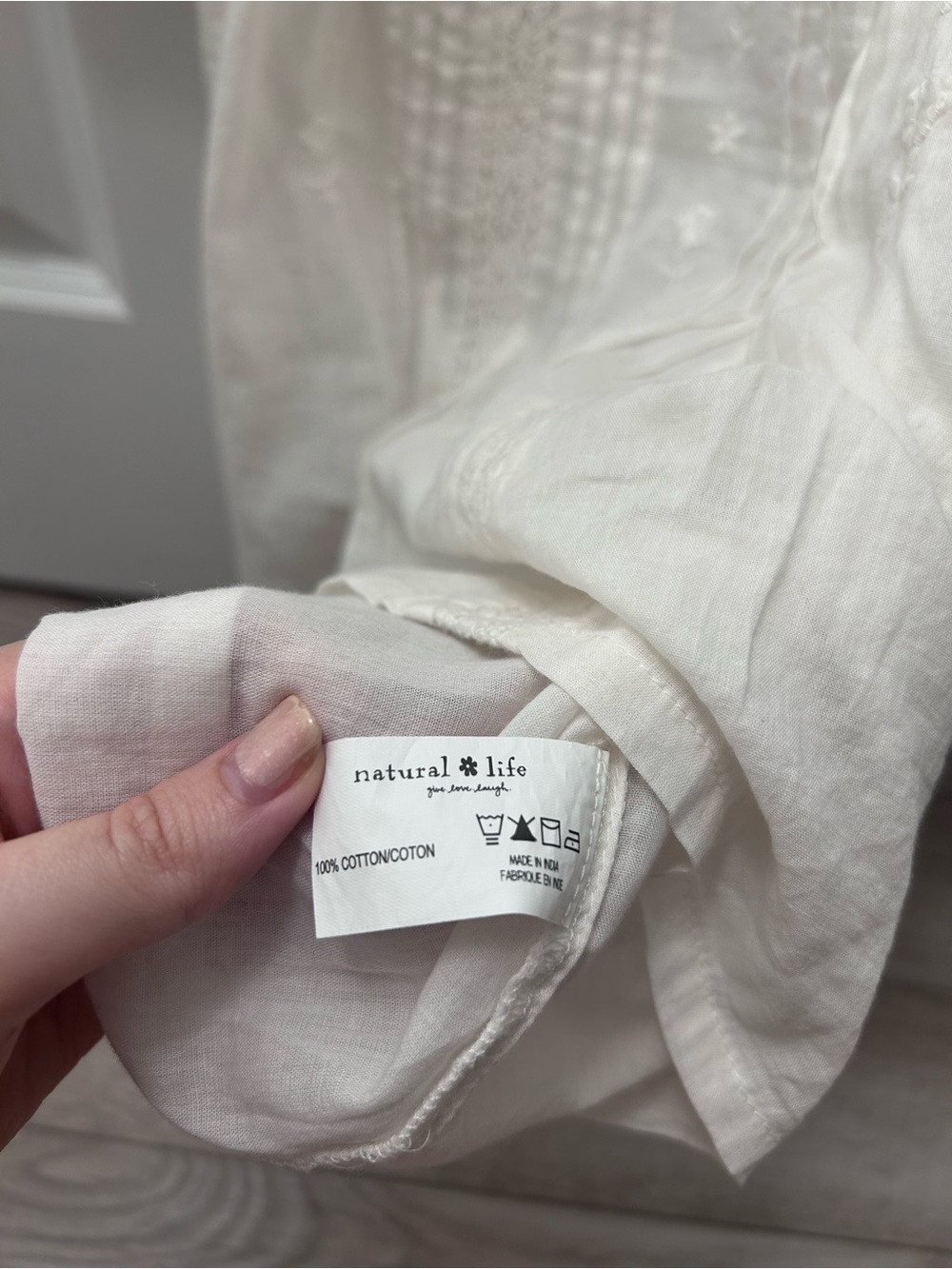 NATURAL LIFE Sweet Nothings Peasant Blouse Cotton Large Puff Sleeve Embroidered - Picture 10 of 13